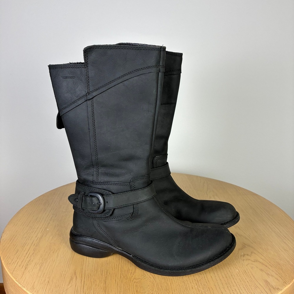 Merrell Captiva Buckle Down Waterproof Leather Boots Women's 7 Winter Comfort
